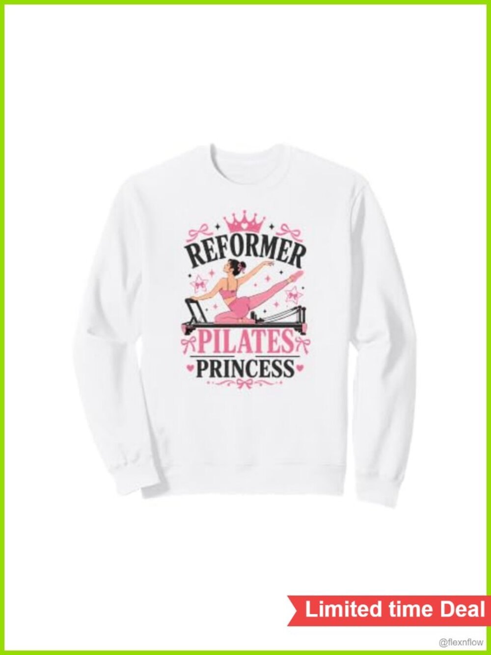 Pilates Reformer Princess Crewneck Sweatshirt Classic Fit Long Sleeve